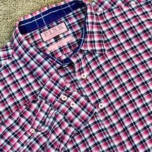 Thomas Pink Button Up Shirt Men’s XXL Plaid Jermyn Street